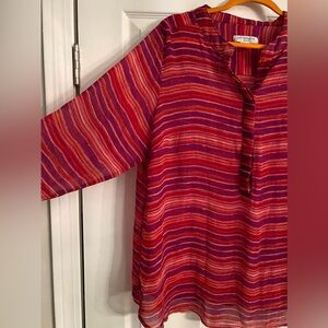 Liz Claiborne Woman Sheer Puff Sleeve Striped Blo… - image 1